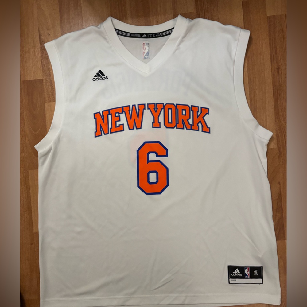 Adidas NBA New York Knicks Kristaps Porzingis Jersey White Mens Sz XL